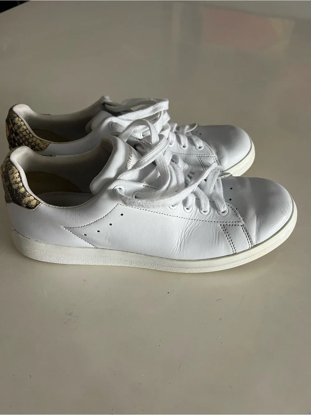 Tory Burch White Sneakers with Gold Snake-Print Accent